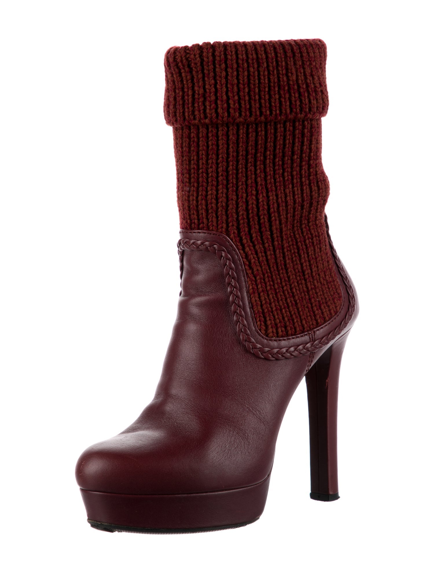 Gucci Leather Braided Accents Sock Boots