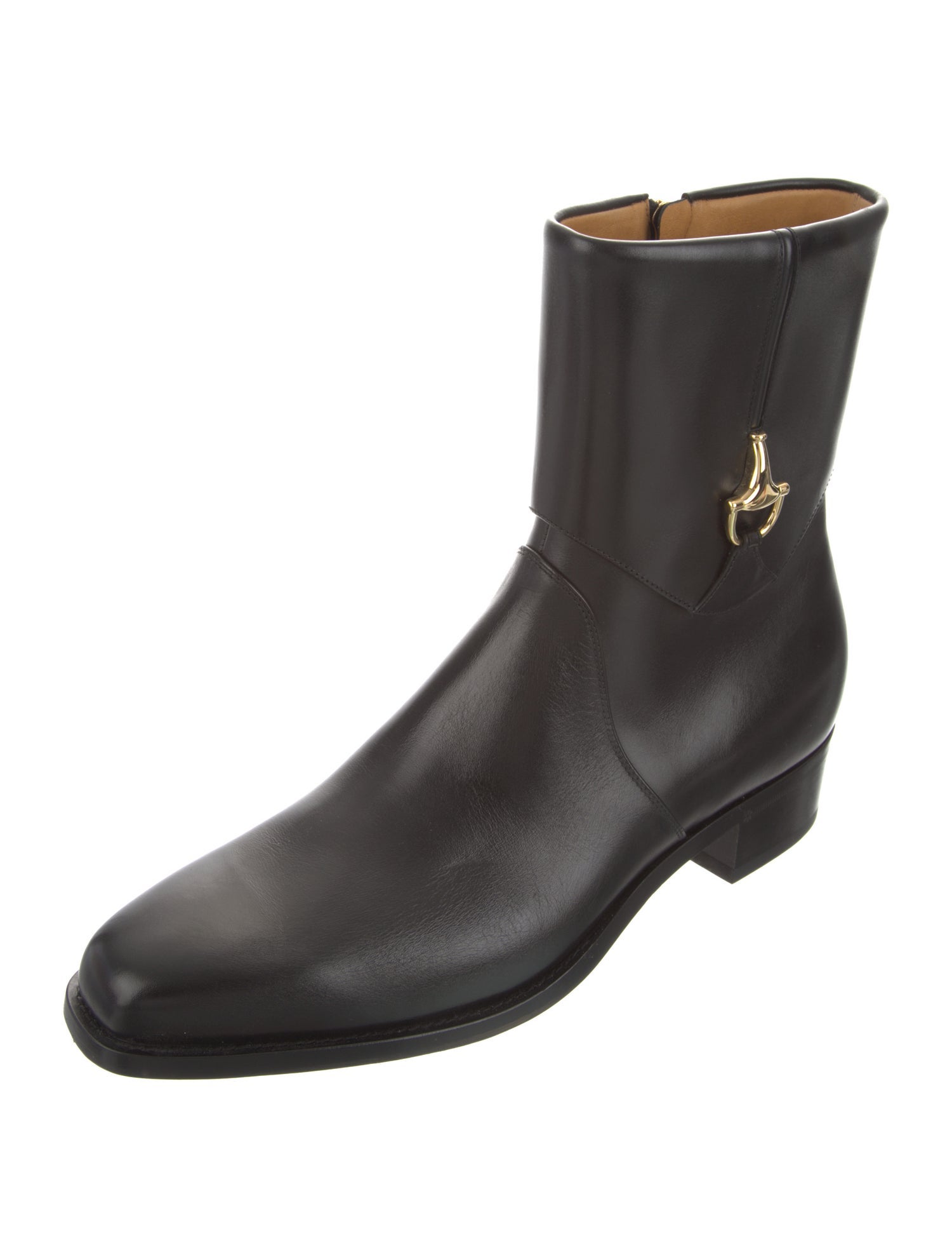 Gucci Double G Logo Leather Moto Boots