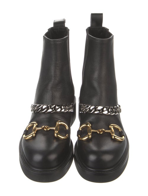 Gucci Chain-Link Accent Leather Combat Boots