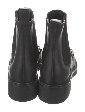 Gucci Chain-Link Accent Leather Combat Boots