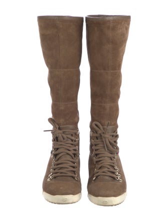 Gucci Web Accent Suede Lace-Up Boots