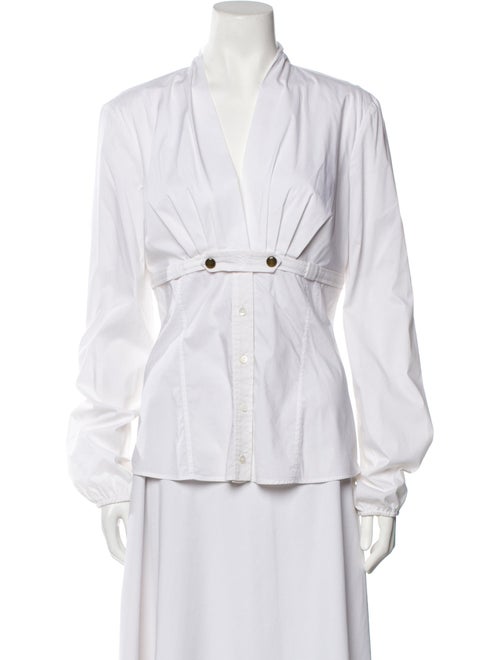 Gucci V-Neck Long Sleeve Button-Up Top