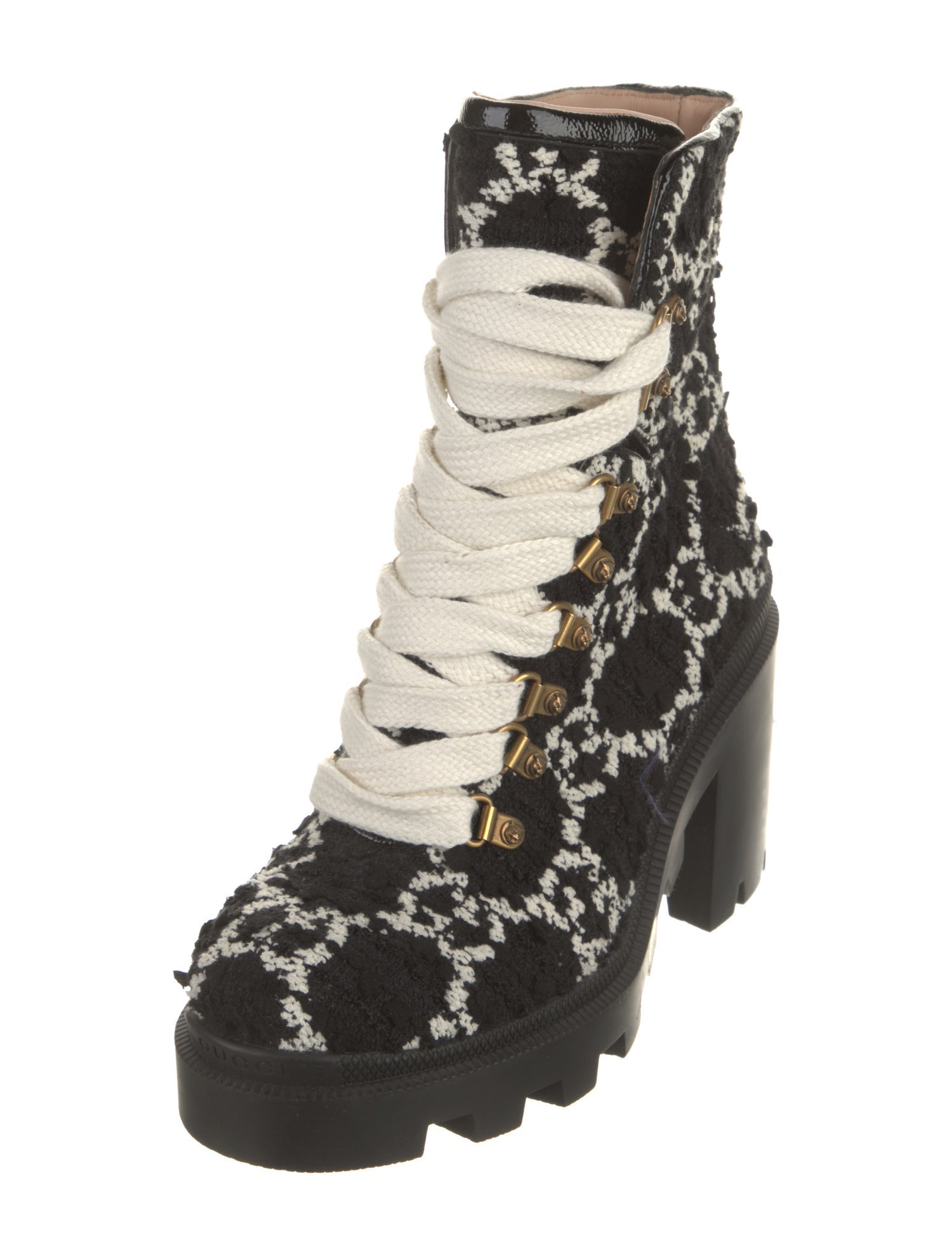 Gucci Tweed Printed Combat Boots