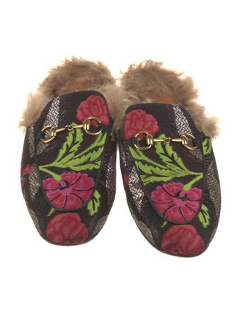 Gucci Horsebit Accent Floral Print Mules