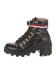 Gucci Sylvie Web Accent Leather Combat Boots