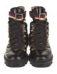 Gucci Sylvie Web Accent Leather Combat Boots