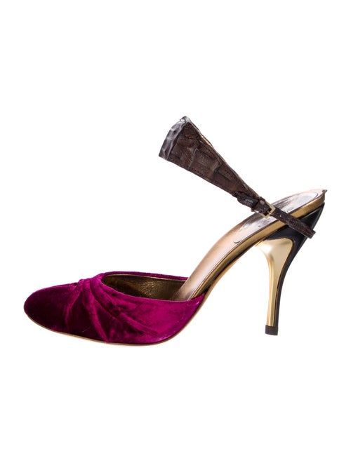 Gucci Velvet Colorblock Pattern Mules