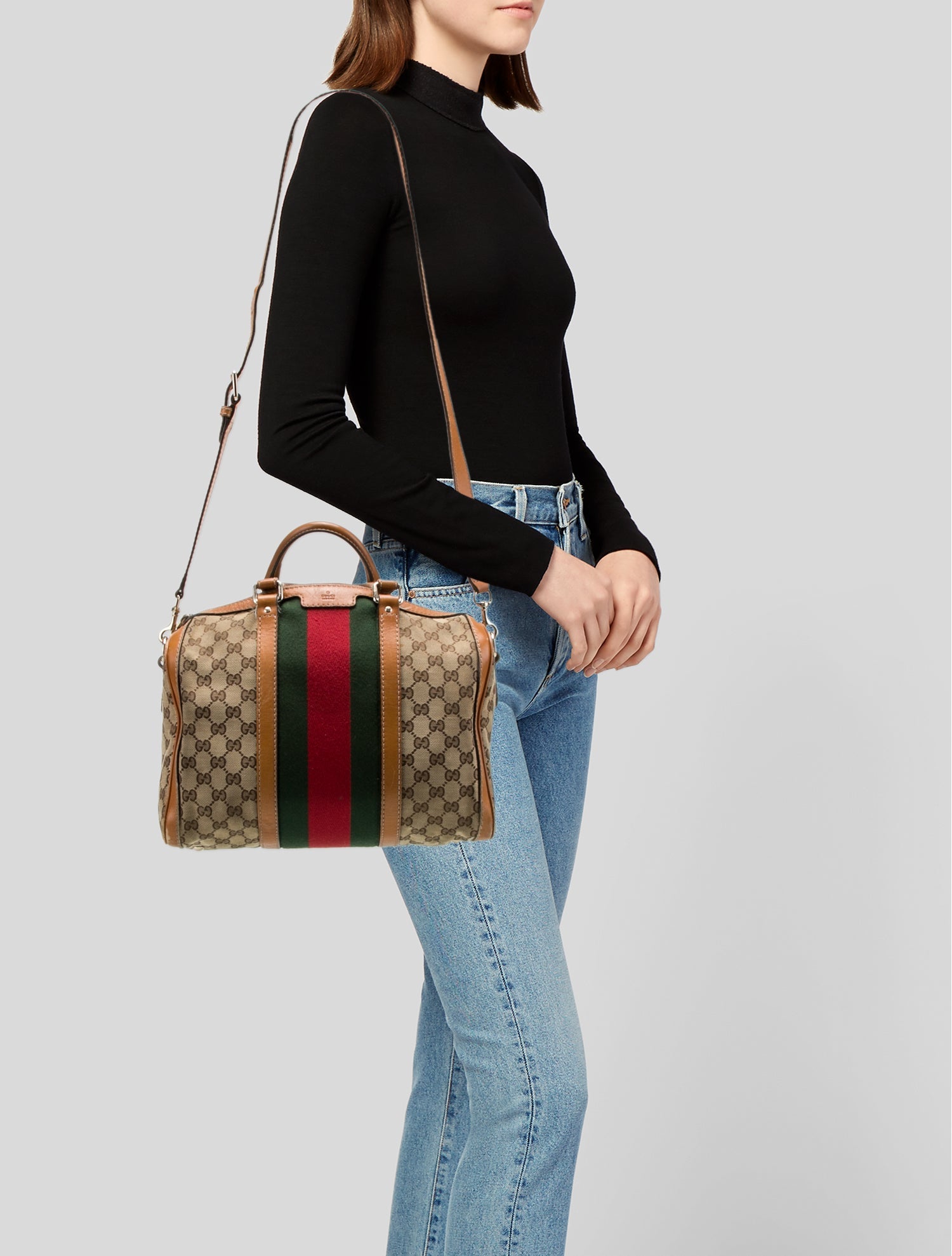Gucci GG Canvas Web Boston Medium