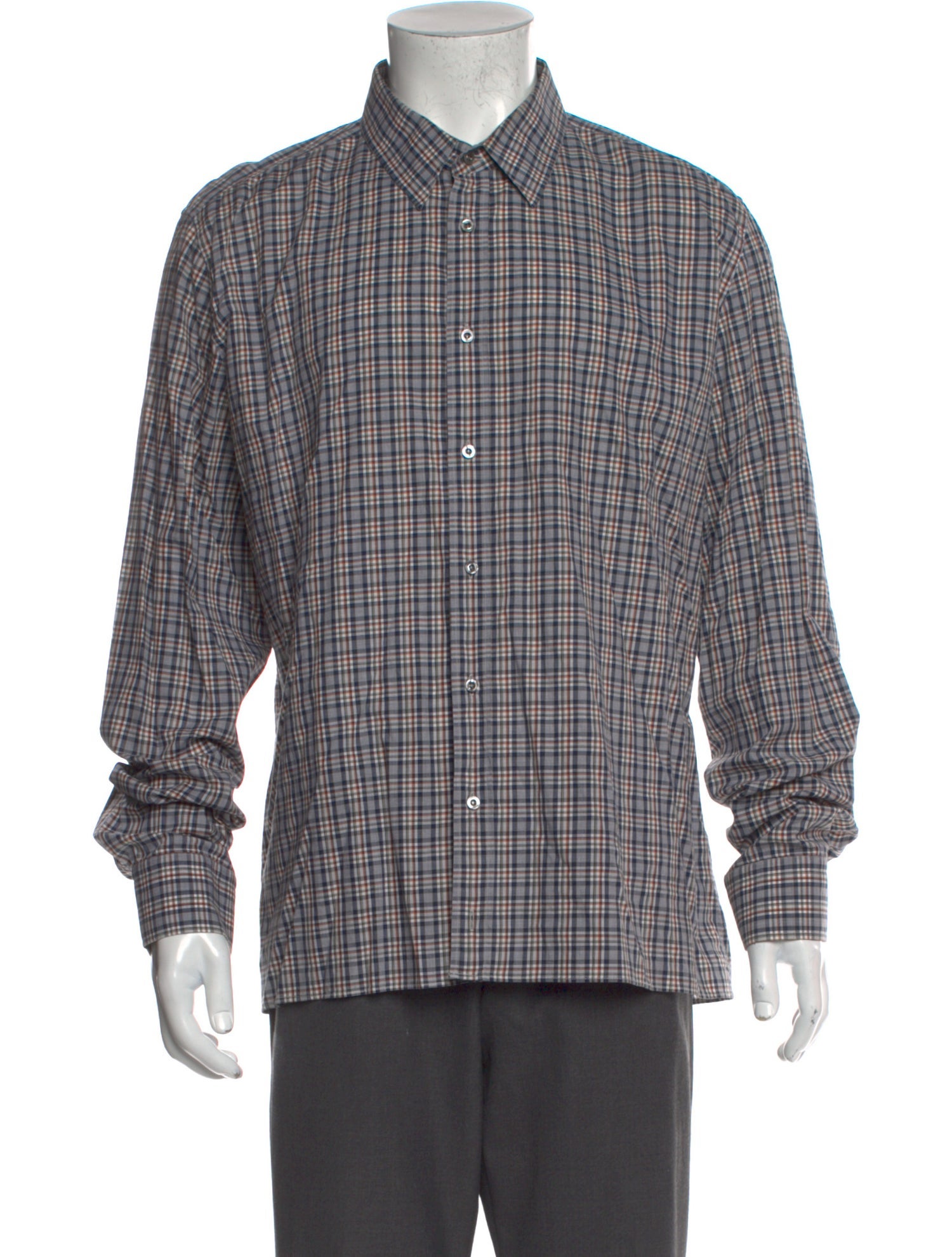 Gucci Plaid Print Long Sleeve Dress Shirt