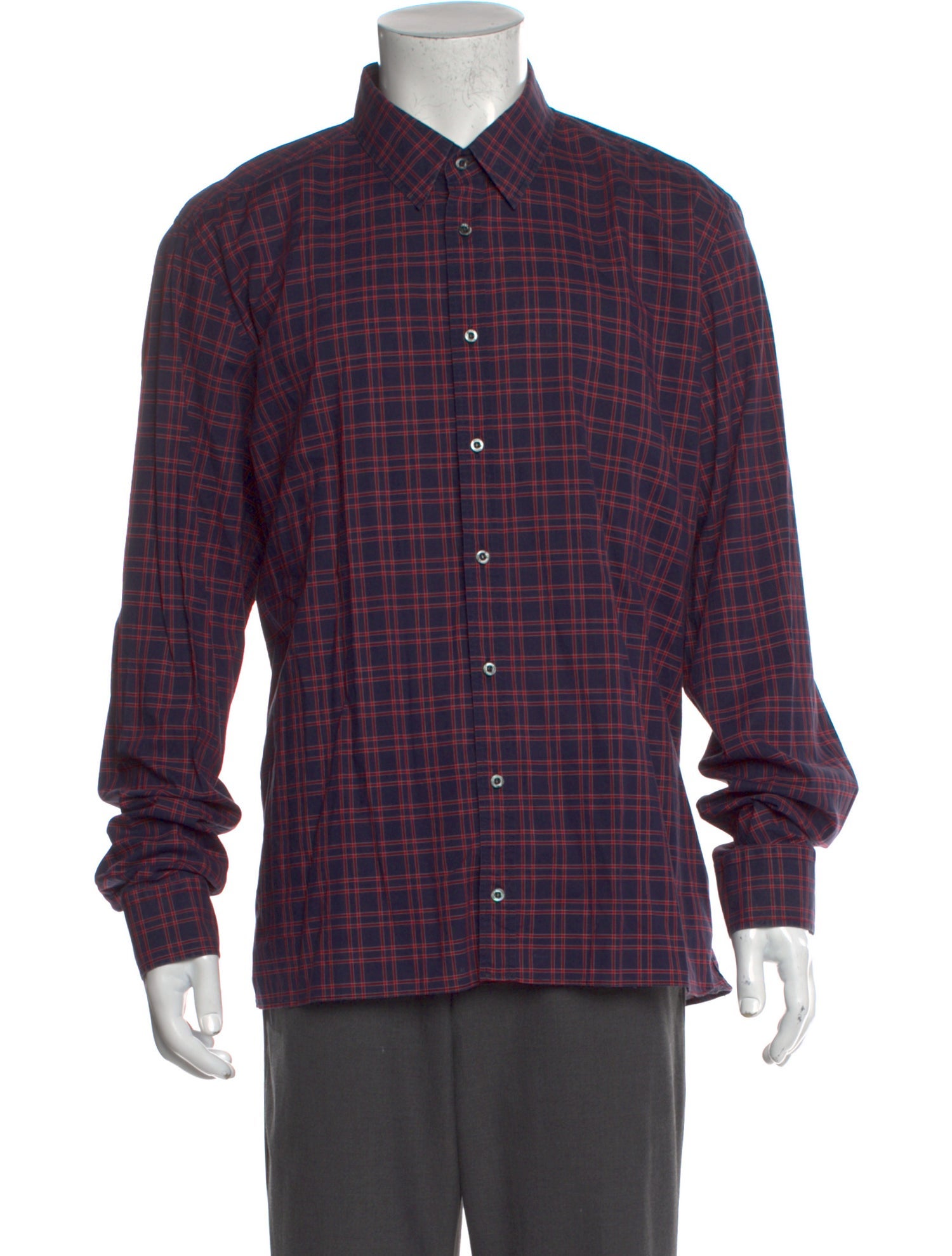 Gucci Plaid Print Long Sleeve Dress Shirt