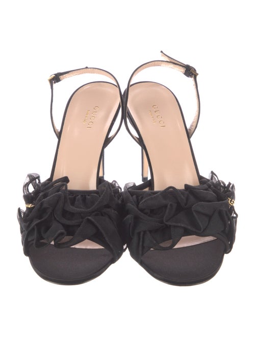 Gucci Double G Logo Satin Slingback Sandals