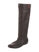 Gucci Web Accent Leather Riding Boots