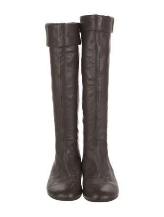 Gucci Web Accent Leather Riding Boots