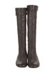 Gucci Web Accent Leather Riding Boots
