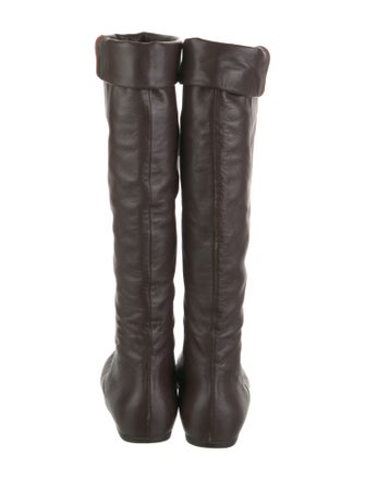 Gucci Web Accent Leather Riding Boots