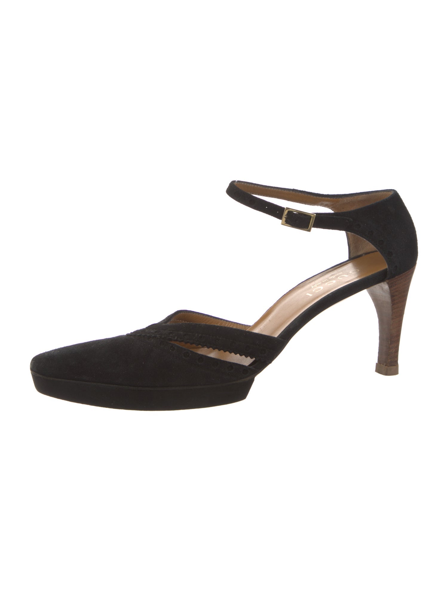 Gucci Suede Cutout Accent D'Orsay Pumps