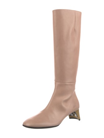 Gucci Leather Chain-Link Accents Boots