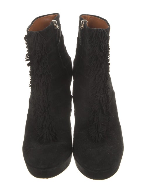 Gucci Suede Fringe Trim Accent Lace-Up Boots