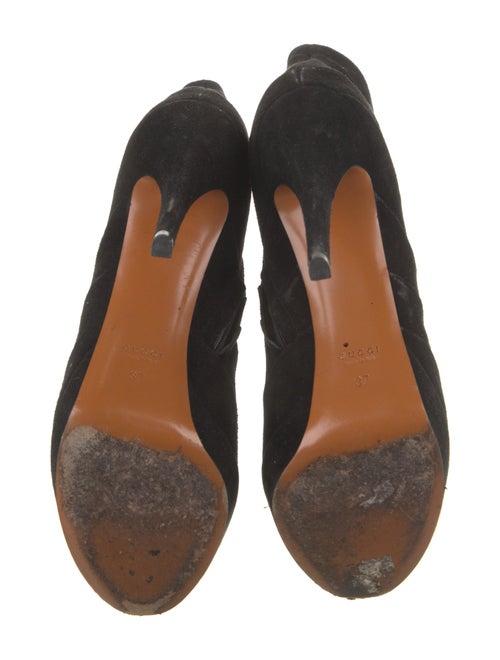 Gucci Suede Fringe Trim Accent Lace-Up Boots