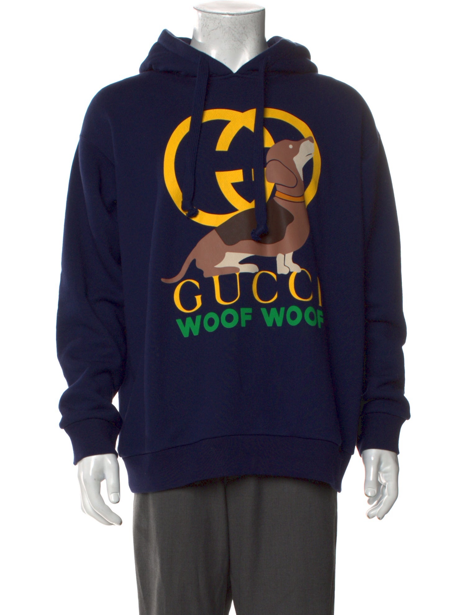 Gucci Interlocking G Logo 'Woof Woof' Hoodie Blue Sweatshirts