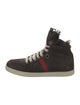 Gucci Leather Fur Trim Wedge Sneakers