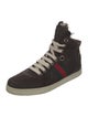 Gucci Leather Fur Trim Wedge Sneakers
