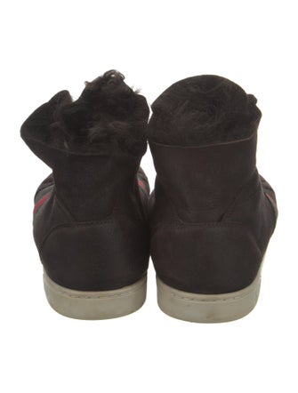 Gucci Leather Fur Trim Wedge Sneakers
