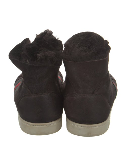 Gucci Leather Fur Trim Wedge Sneakers