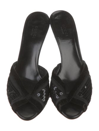 Gucci Horsebit Accent Sequins Slides