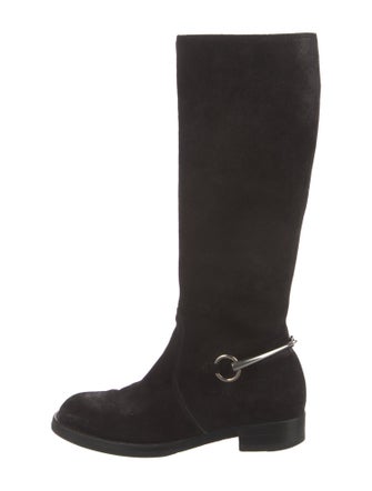 Gucci Horsebit Accent Suede Riding Boots