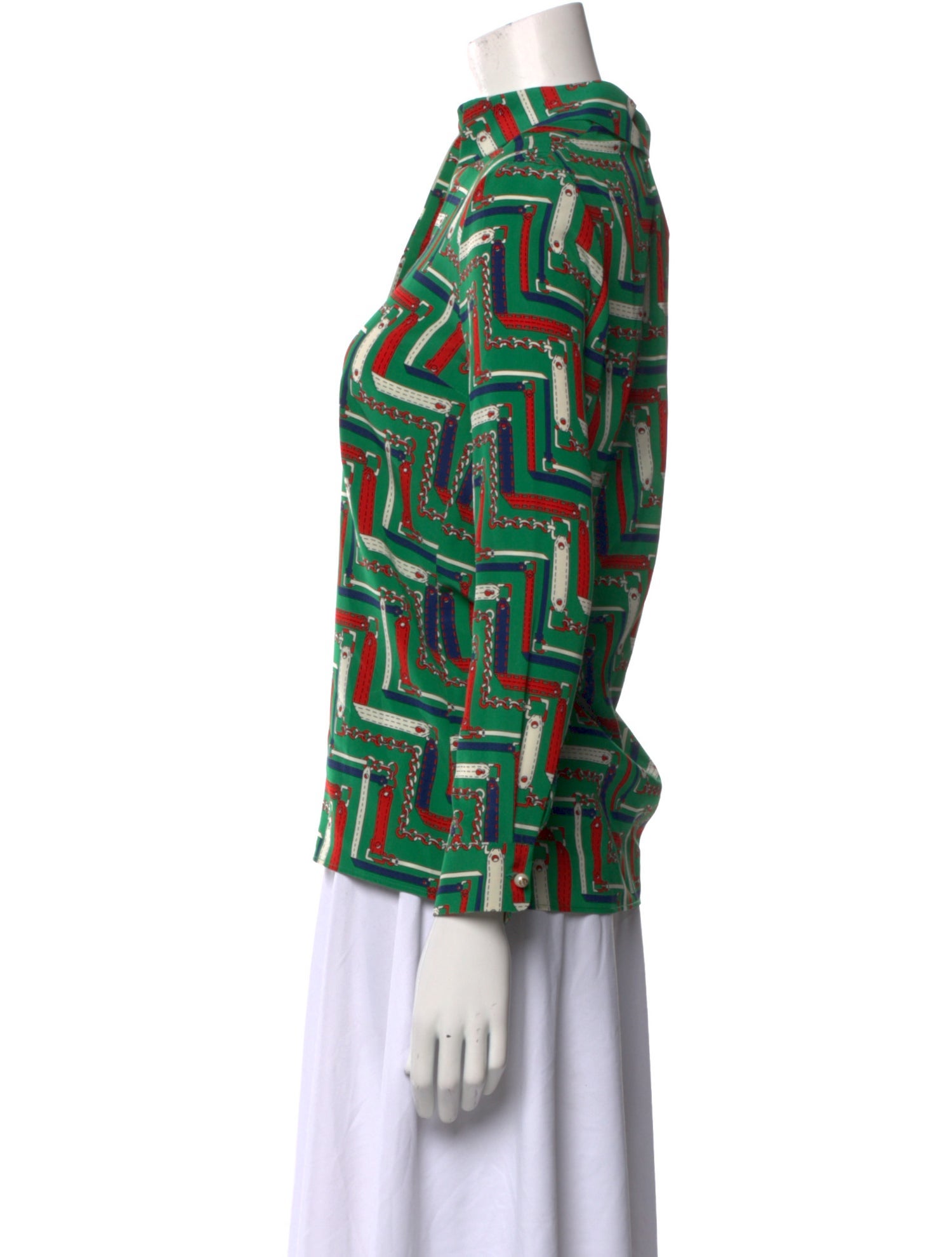 Gucci Printed Three-Quarter Sleeve Button-Up Top