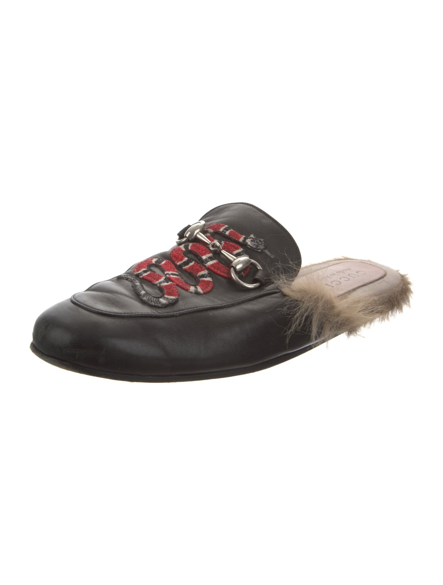 Gucci Horsebit Accent Leather Slippers
