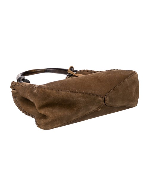 Gucci Suede Wood Handle Whipstitch