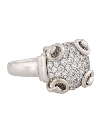 Gucci 18K 1.36ctw Diamond Horsebit Cocktail Ring