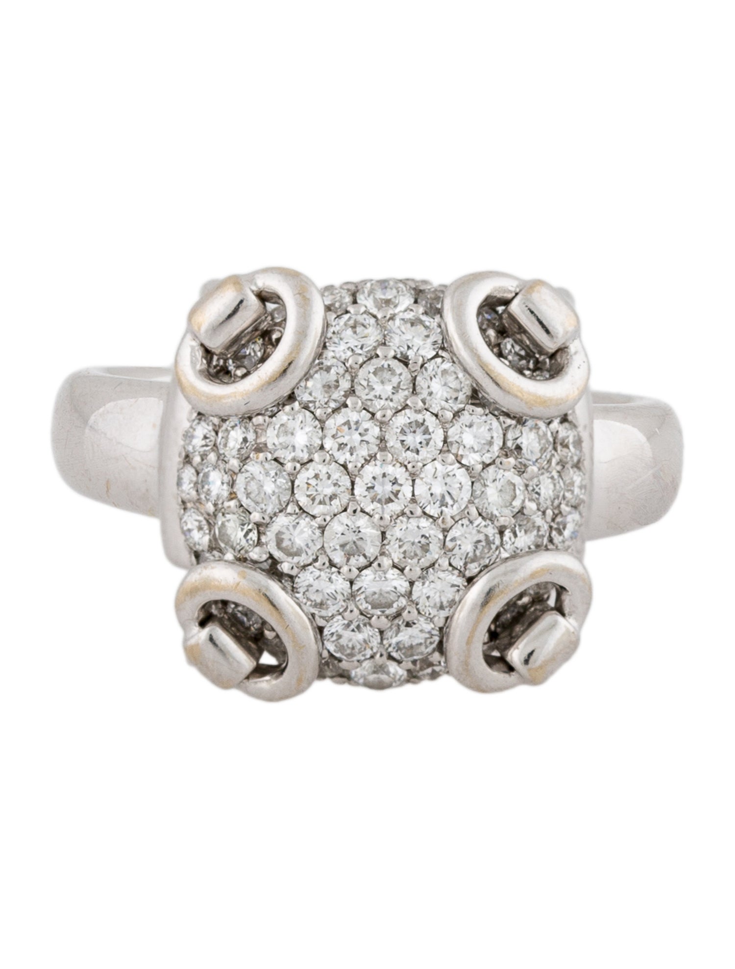 Gucci 18K 1.36ctw Diamond Horsebit Cocktail Ring