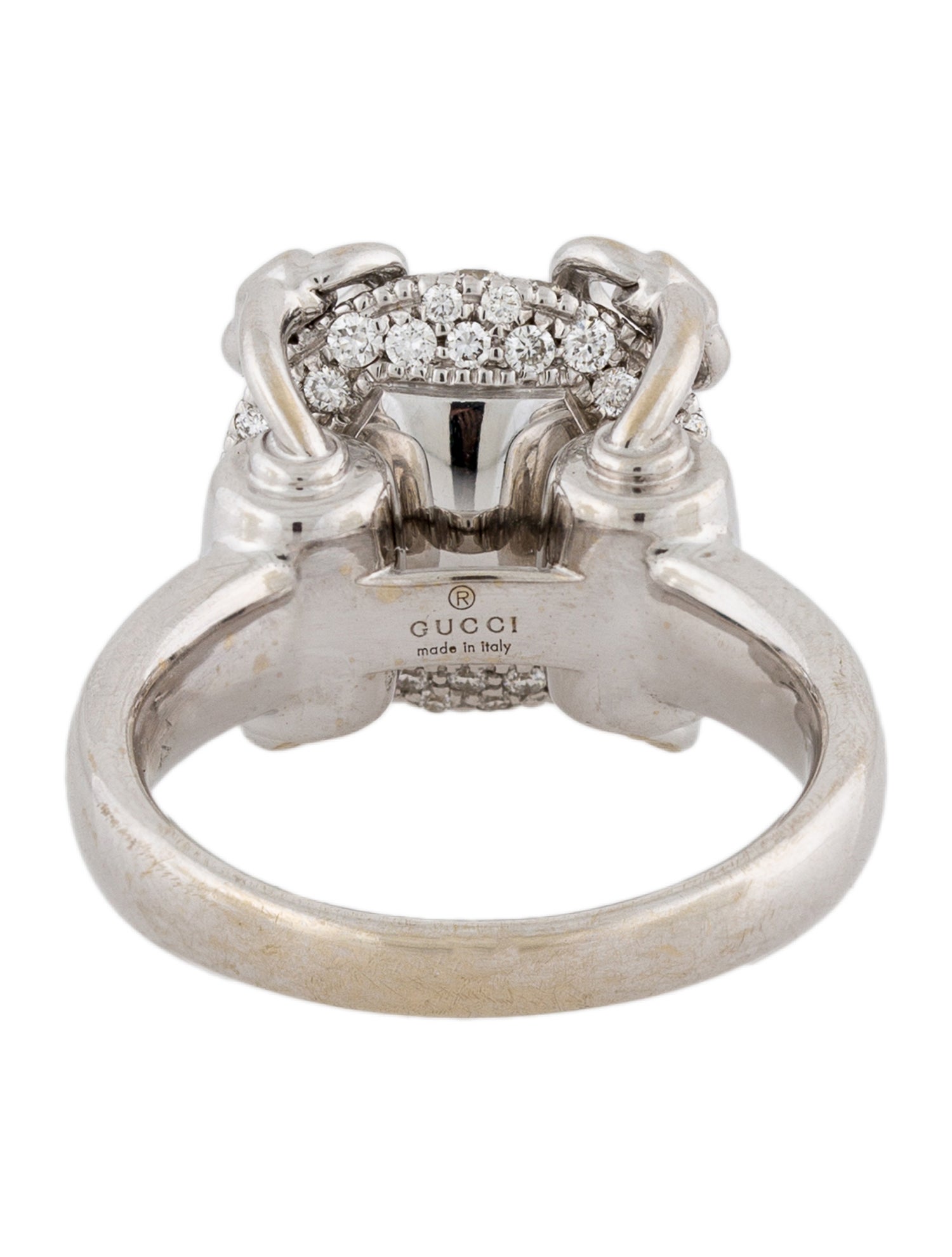 Gucci 18K 1.36ctw Diamond Horsebit Cocktail Ring