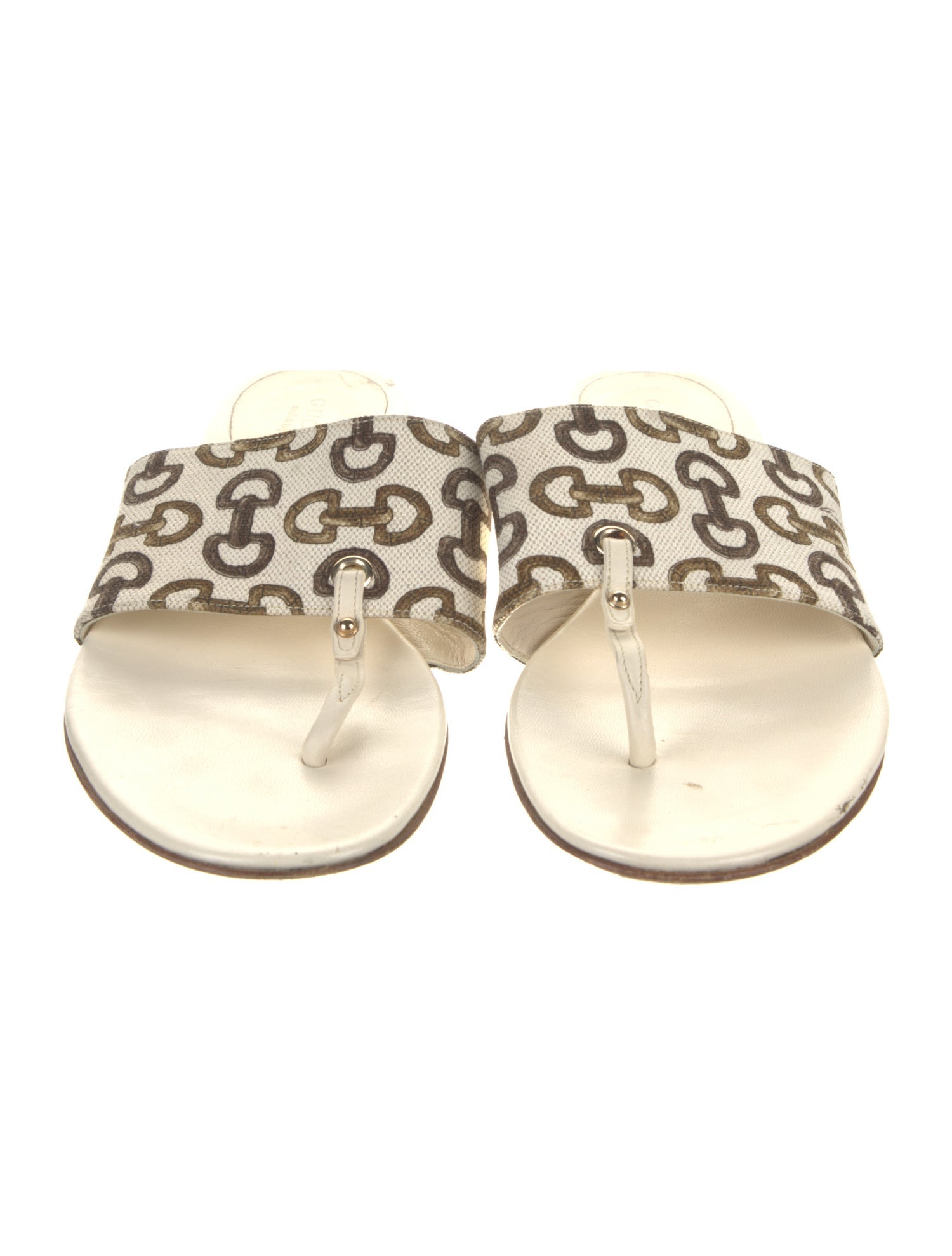 Gucci Horsebit Accent Canvas Slides