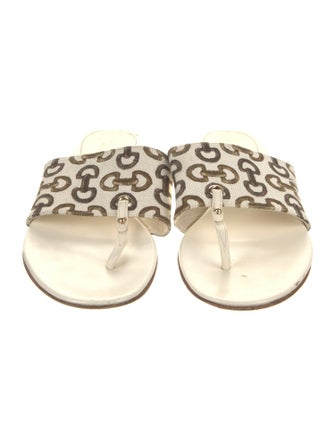 Gucci Horsebit Accent Canvas Slides