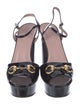 Gucci Horsebit Accent Patent Leather Slingback Sandals