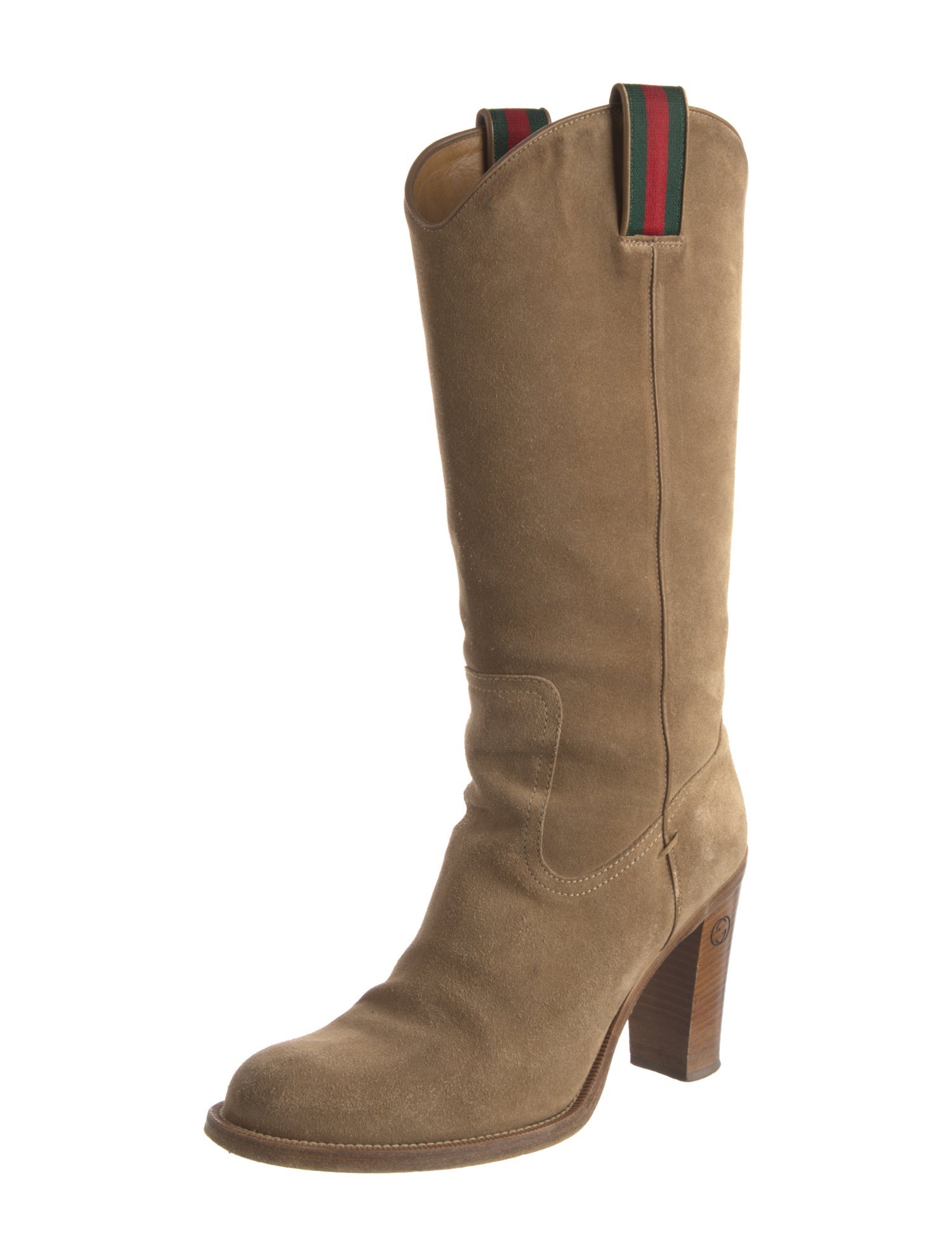 Gucci Web Accent Suede Western Boots