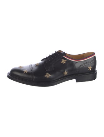 Gucci Sylvie Web Accent Leather Derby Shoes