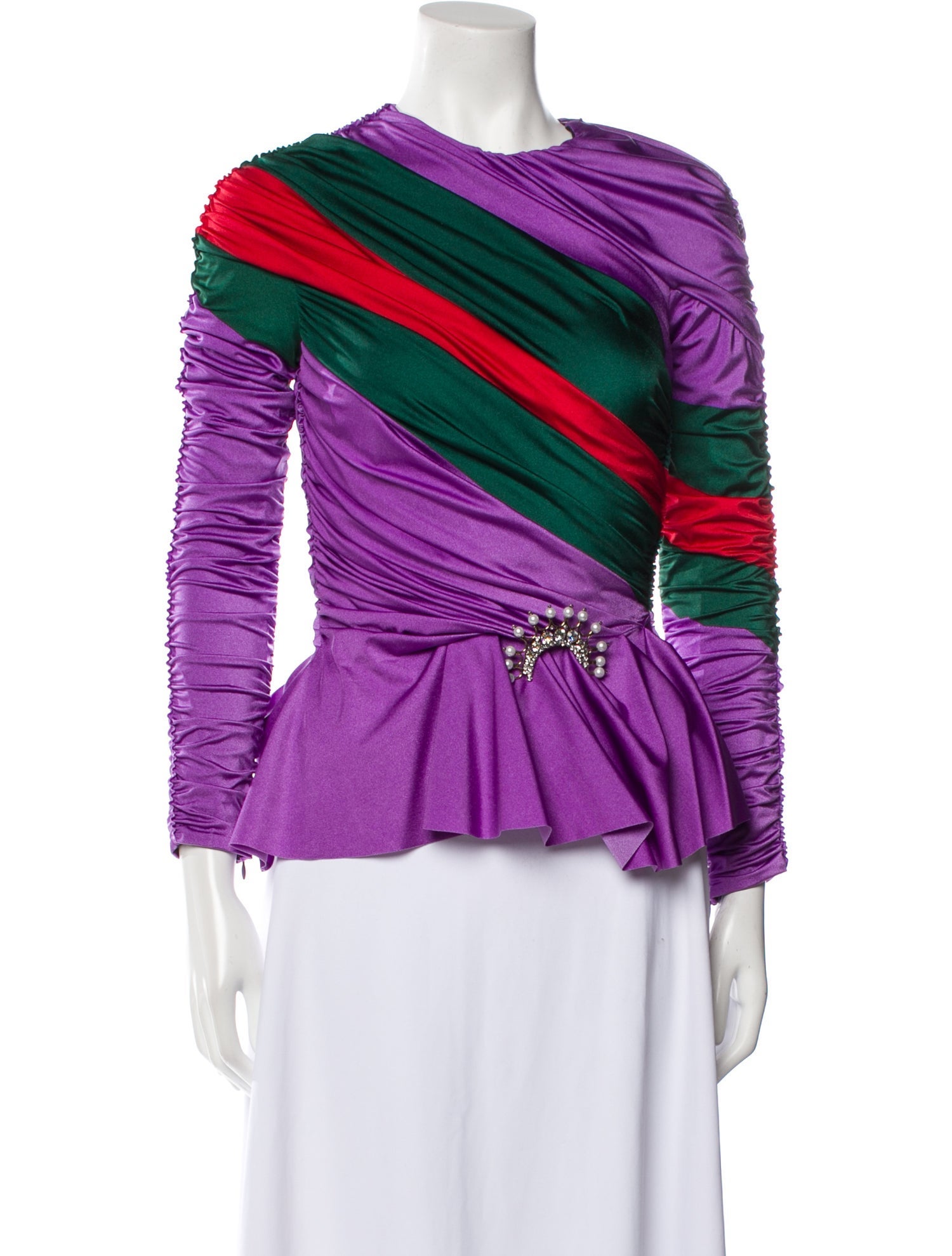 Gucci Striped Crew Neck Top