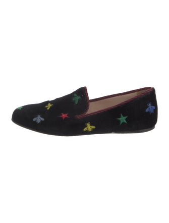 Gucci Bee Accent Velvet Loafers
