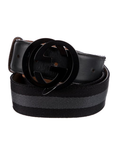 Gucci Interlocking G Logo Leather Trim Embellishment Waist Belt