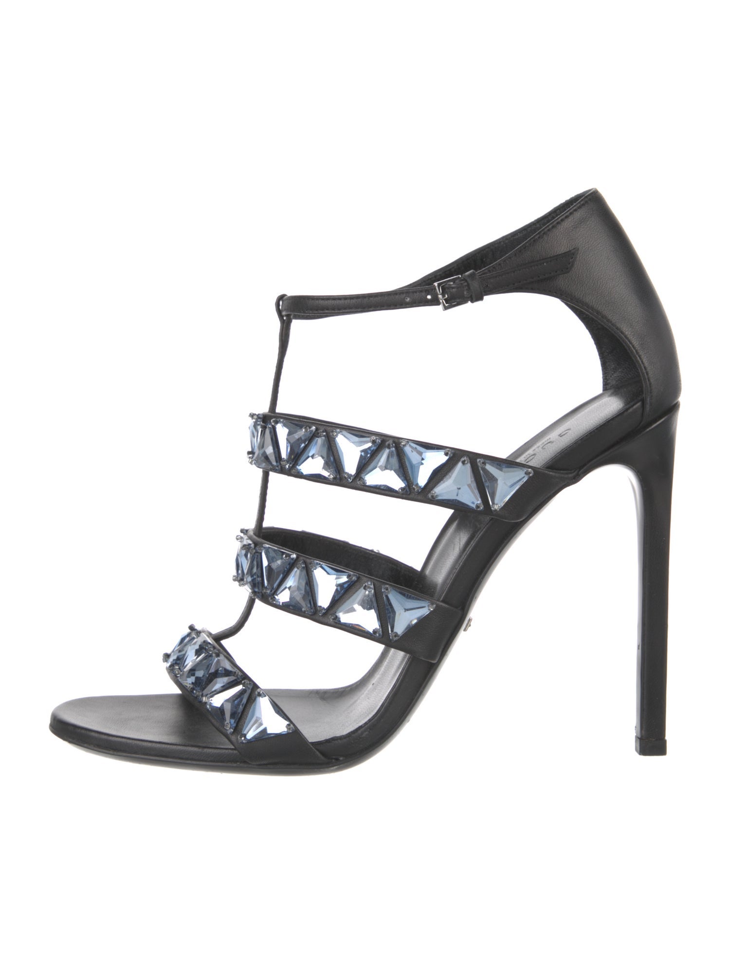 Gucci Leather Crystal Embellishments Gladiator Sandals