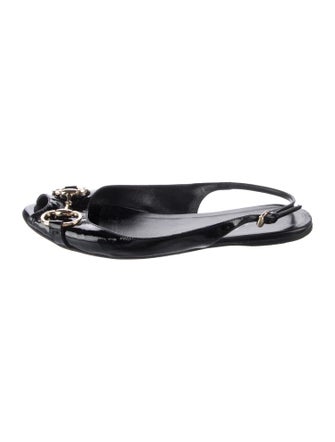 Gucci Horsebit Accent Patent Leather Slingback Flats