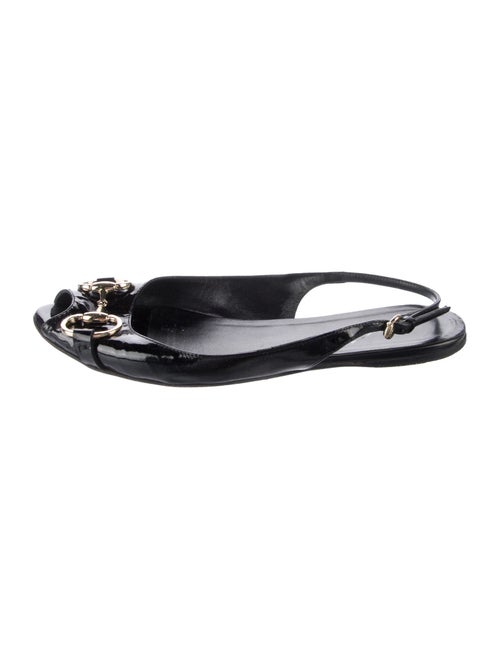Gucci Horsebit Accent Patent Leather Slingback Flats