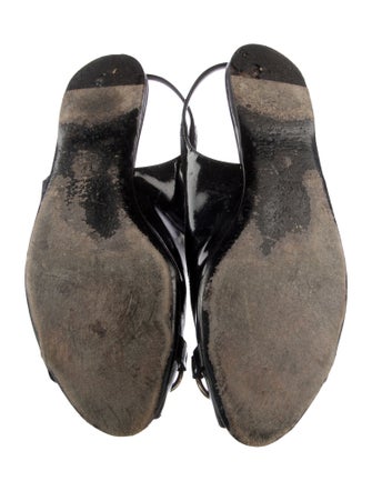 Gucci Horsebit Accent Patent Leather Slingback Flats