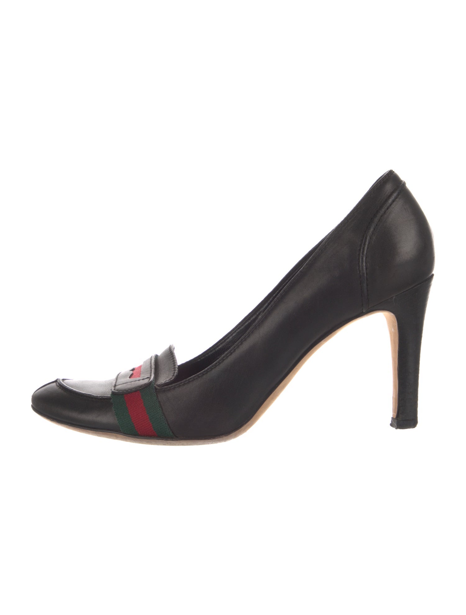 Gucci Web Accent Leather Pumps