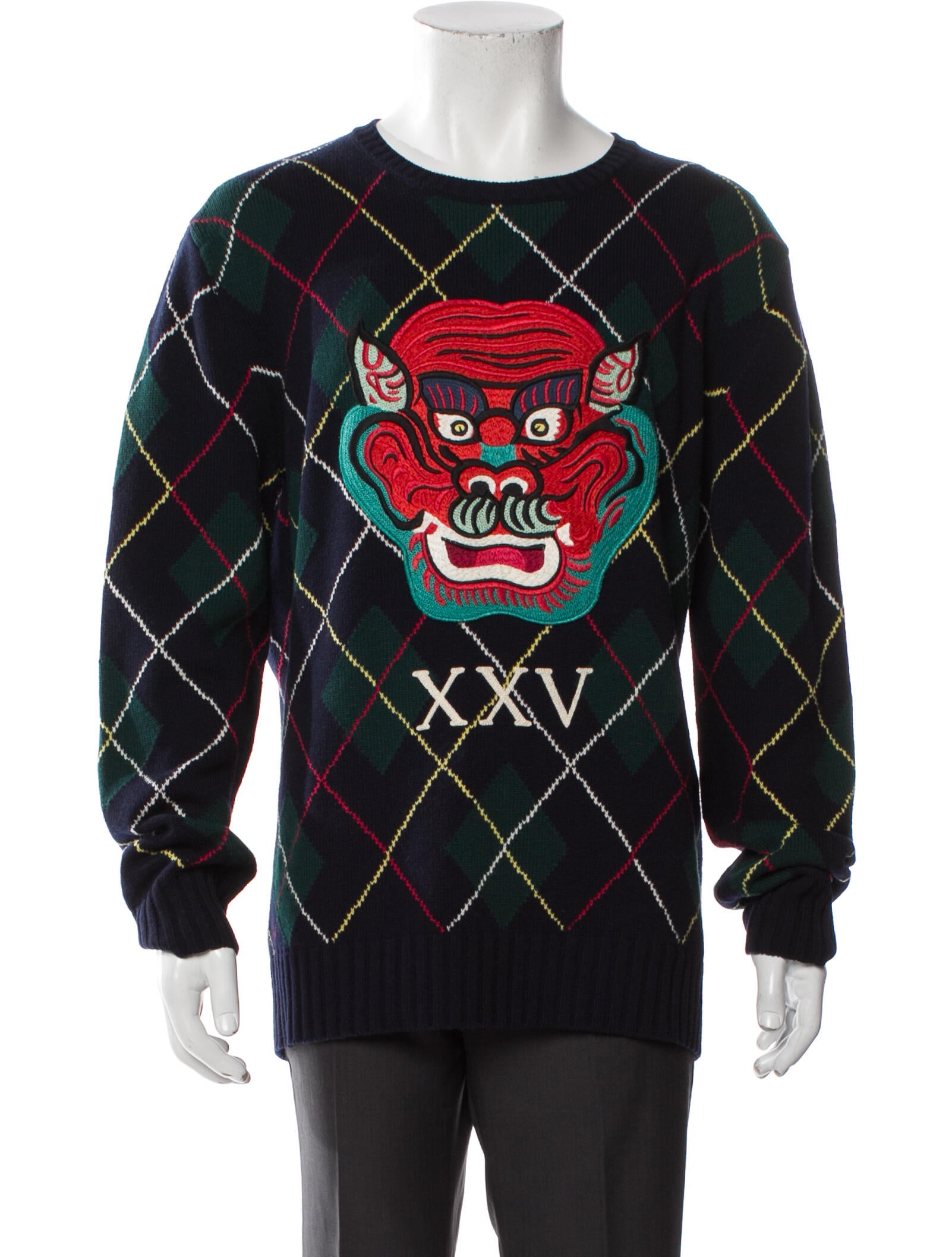 Gucci 2018 Argyle Monster Pullover